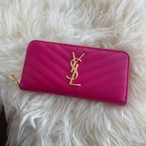 SAINT LAURENT Grain De Poudre Zip Around Wallet